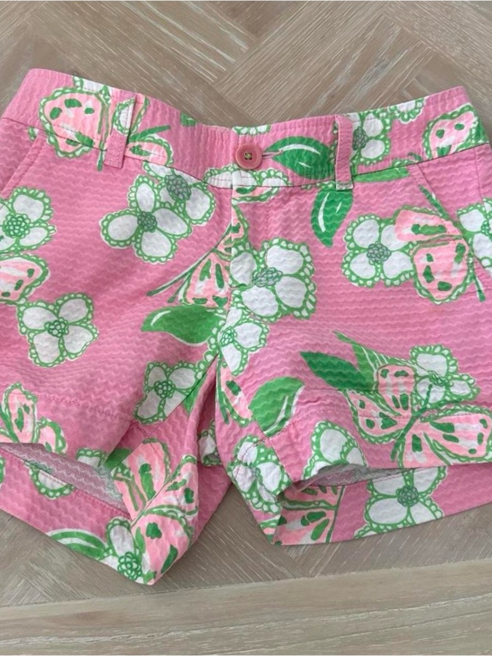 Lilly Pulitzer Pink Floral Seersucker Shorts